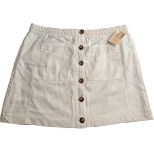 A Beautiful Soul White Mini Skirt Buttons Cotton NWT Size 14/16 Lined
